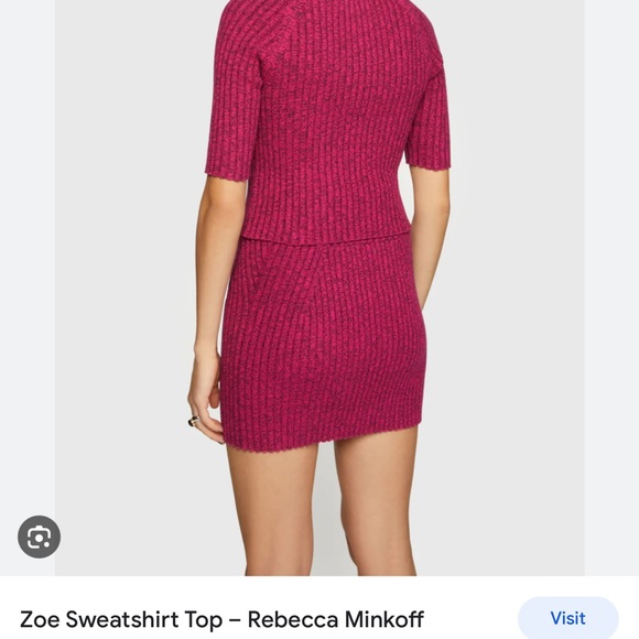 Rebecca Minkoff Cropped Sweater * PINK* Short Sleeve with V-Neck.!! - Picture 2 of 5